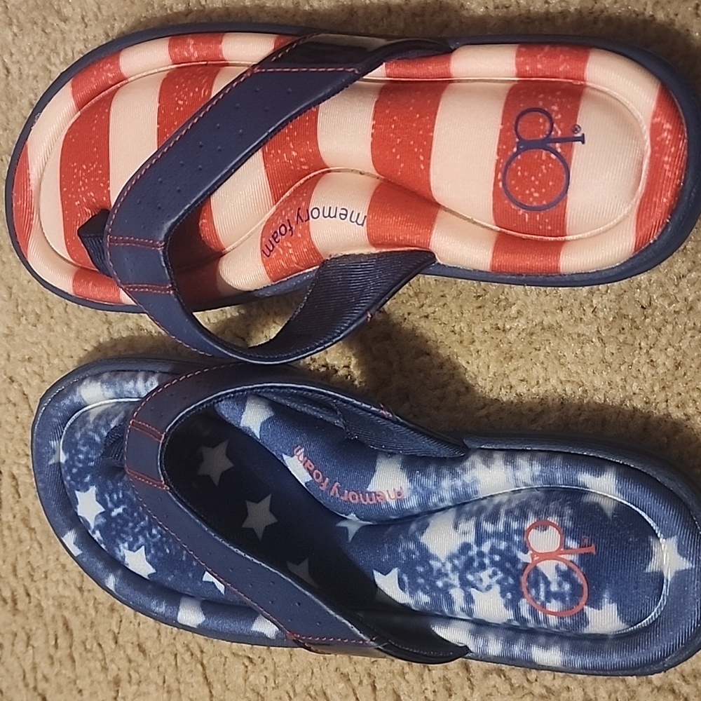 Womens Small Patriotic Sandals - Red, White, and Blue - Picture 3 of 4